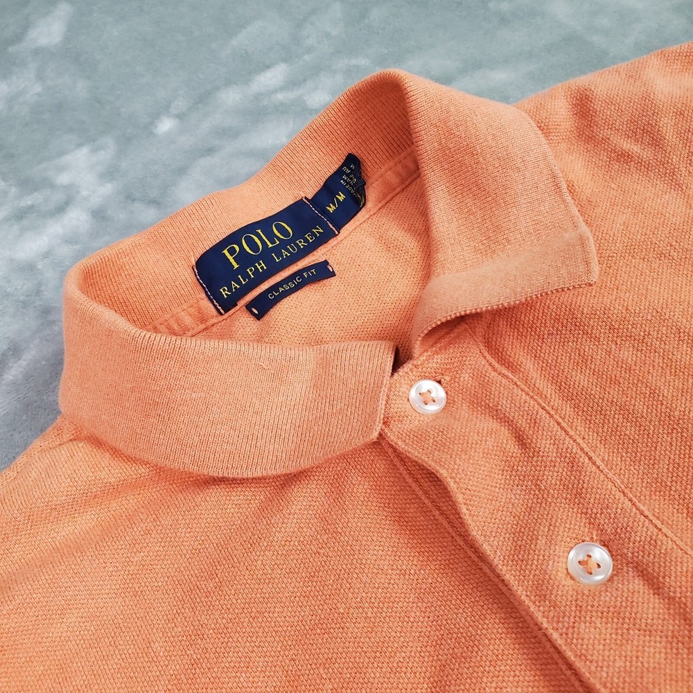 Ralph Lauren Polo Shirt Mens Medium Orange Pony Casual Short Sleeve